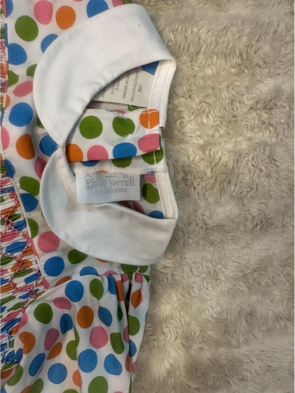 Beaufort Bonnet Company 'Dottie' polka-dot Peter Pan collar smocked dress 12M - Picture 5 of 9